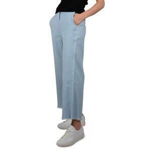 NWT | Moon River | Linen & Cotton Self-Frayed Pants | Light Blue